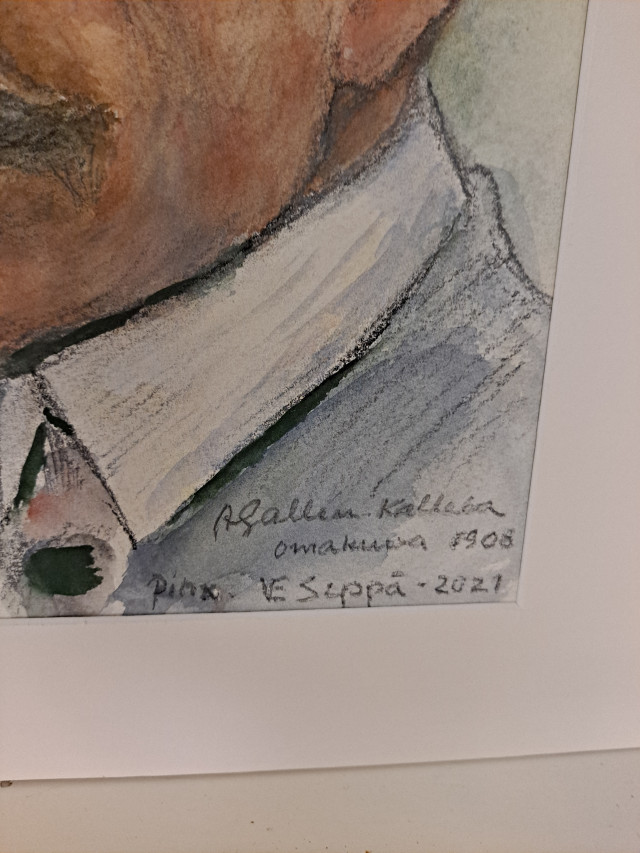 Taulu Veli Seppä signeerattu A.Gallen Kallelan mukaan