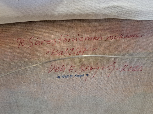 Taulu Veli Seppä signeerattu Reidar Särestöniemen mukaan