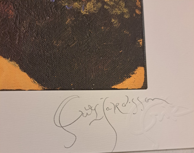 Fritz Jakobsson signeerattu mustesuihkutyö Fiddler
