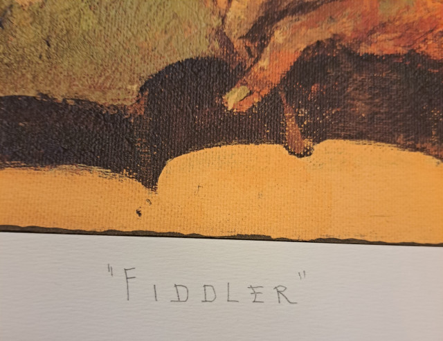 Fritz Jakobsson signeerattu mustesuihkutyö Fiddler