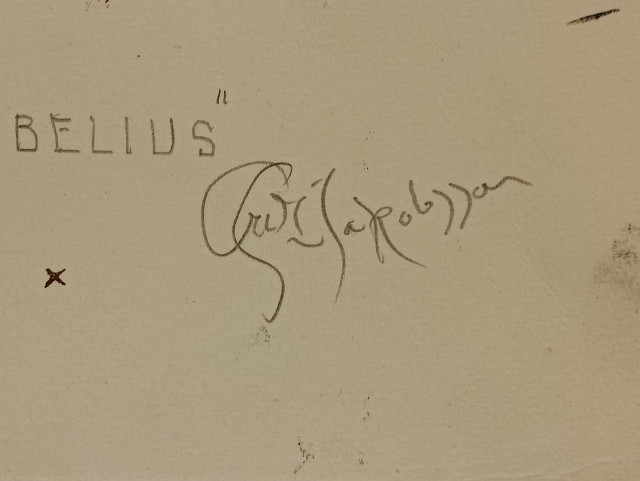 Fritz Jakobsson Signeerattu kivipainotyö