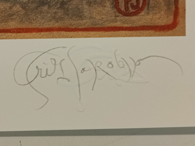 Fritz Jakobsson mustesuihkutyö signeerattu