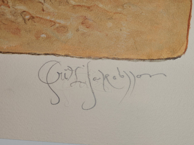 Fritz Jakobsson signeerattu mustesuihkutyö