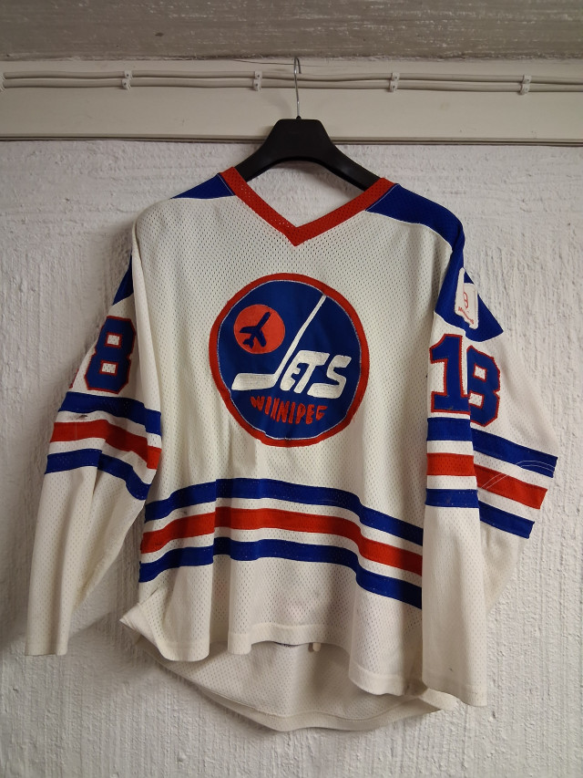 Winnipeg Jets Pelipaita Hexi Riihiranta ,Game Worn,1976