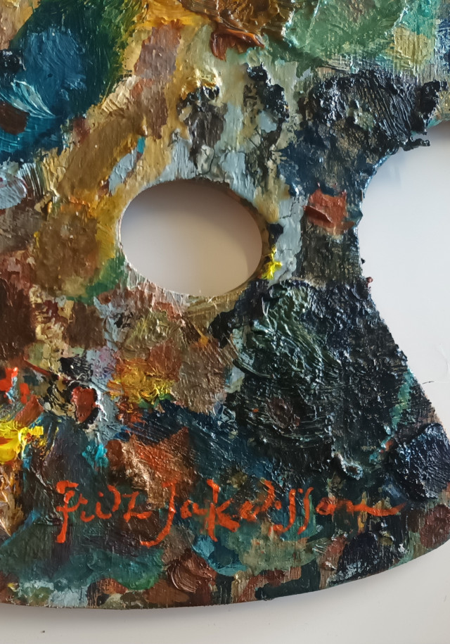 Fritz Jakobsson, taiteilijan paletti, signeerattu