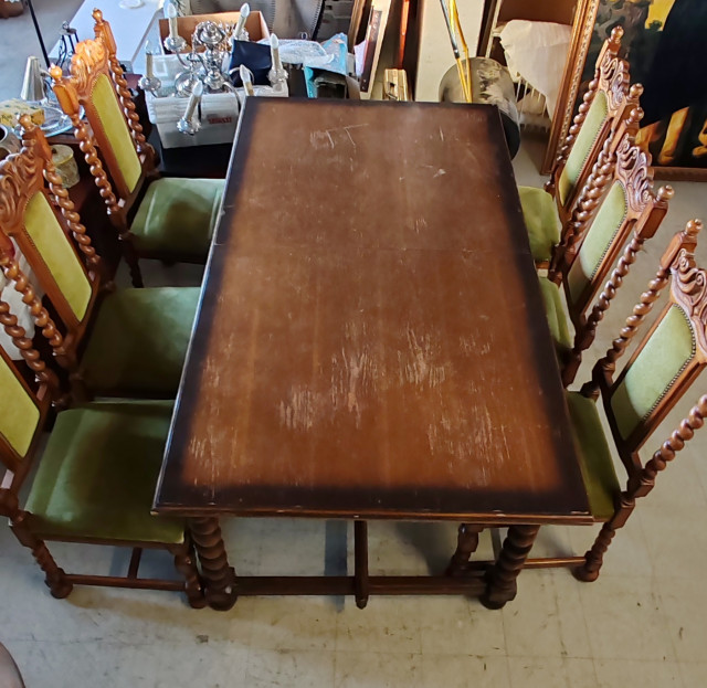 Ruokailuryhmä. Pöytä ja 6 tuolia. Pöydän koko 170cm*98cm