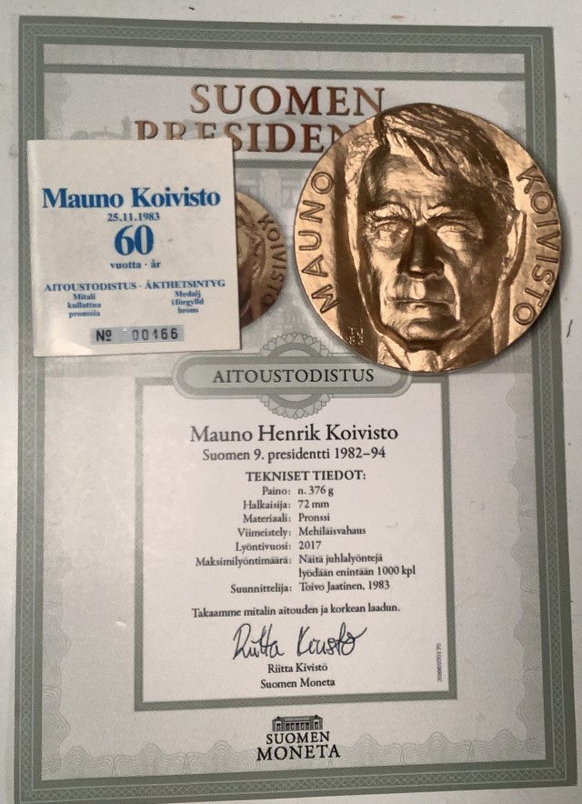 Mauno Koivisto 60 v mitali