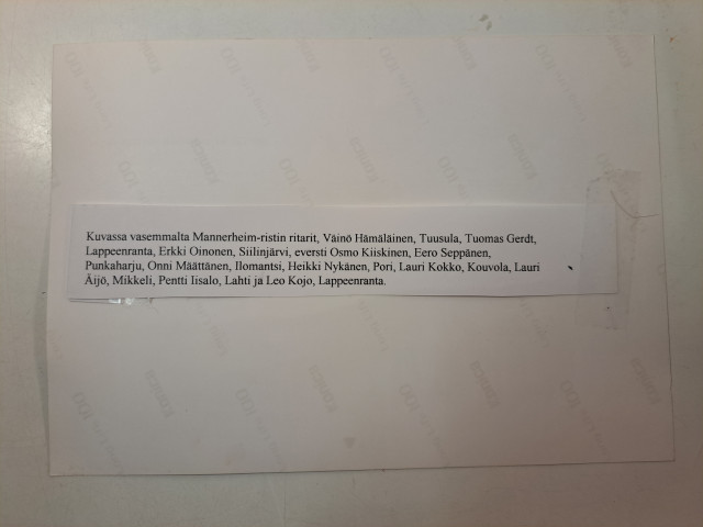 Kuva MANNERHEIM-RISTIN RITAREISTA sekä nimikirjoitukset