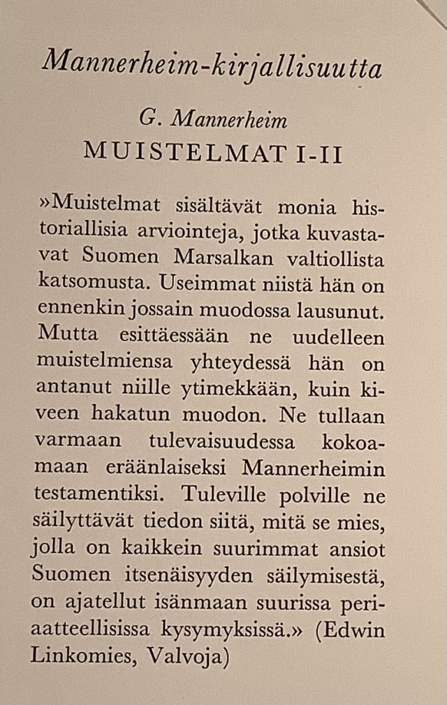 Mannerheim: Muistelmat osat l ja ll