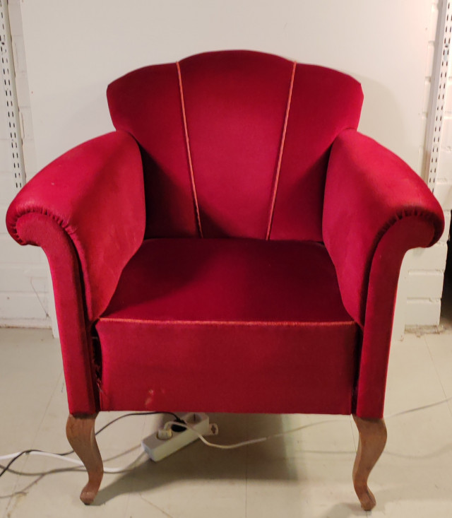 Nojatuoli plyysiverhoilu 1930/40 luku.