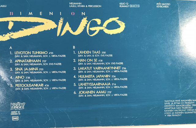 Nimeni on Dingo. Lp-levy