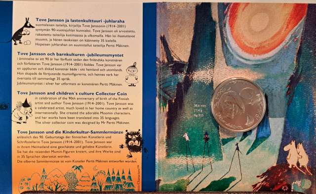 Muumimitali kokoelma Sterling hopeaa 925 mukana aitoustodistukset