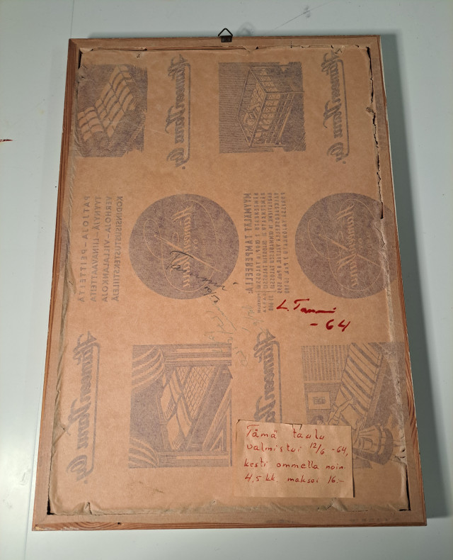 Kehystetty kangastaulu vuodelta 1964