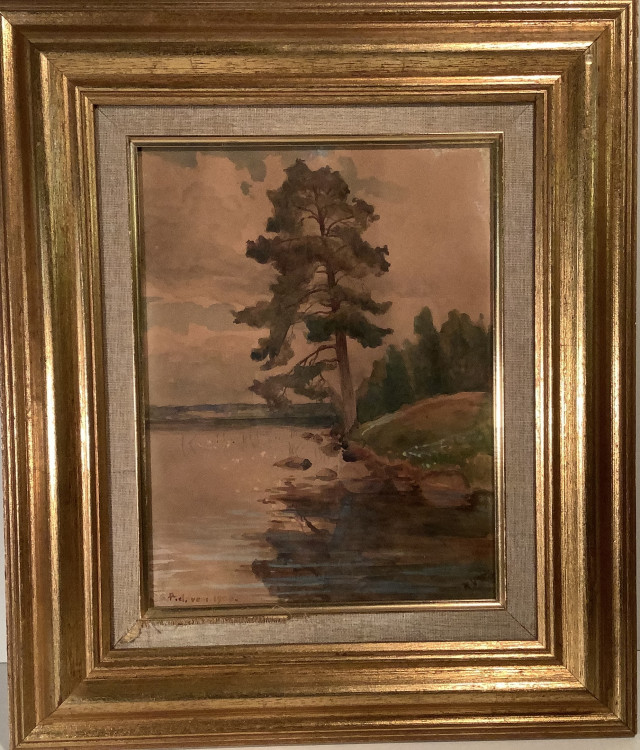Kaarlo vuori, Pielavedeltä 1900,signeerattu vesivärimaalaus