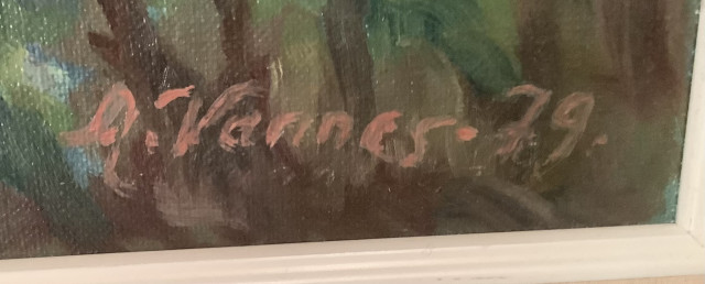 Kukkataulu, A Vannes,signeerattu öljy kankaalle 1979