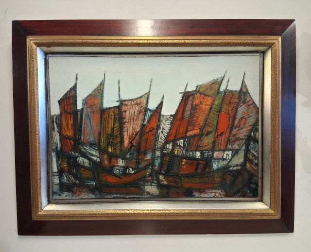 Taulu Simo Ruokokoski öljy levylle,signeerattu