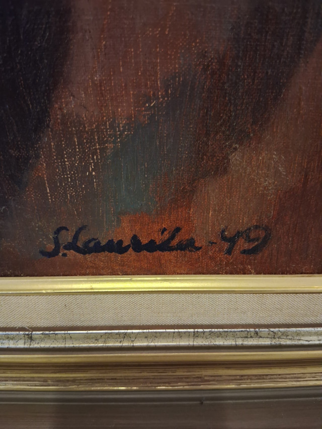 S.Laurila öljy kankaalle signeerattu
