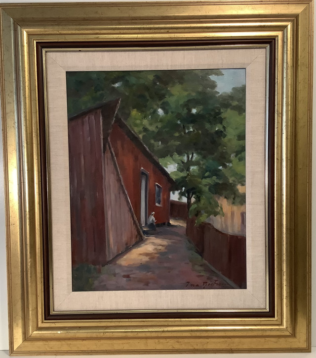 Ina Sjöström Öljyvärimaalaus levylle,signeerattu