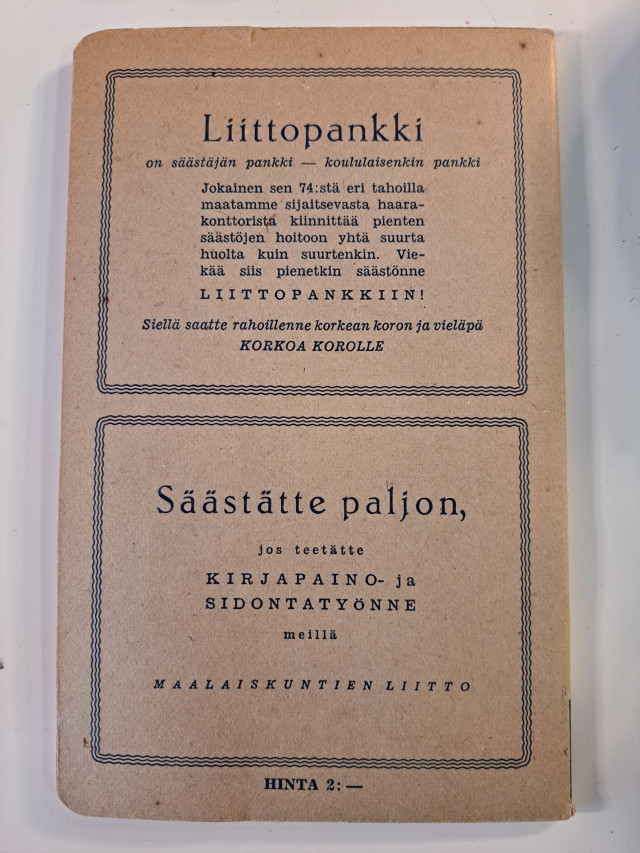 Markkojen historia tilikirja vuodelta 1929, täyttämätön