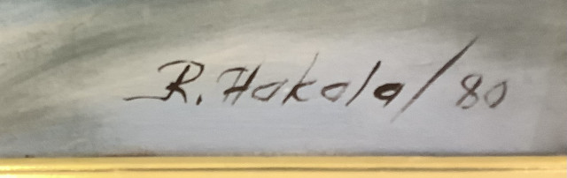 R Hakala öljyvärimaalaus kankaalle 1980