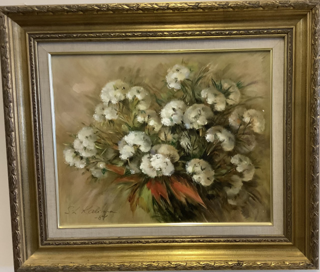 Sirkka-Liisa Kalima 1984 kukkia öljy kankaalle