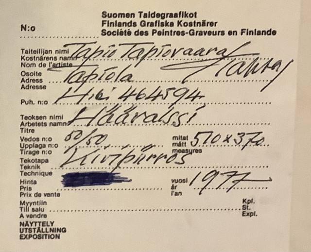 Tapio Tapiovaara. Kivipiirros 1977 ”Häävalssi”