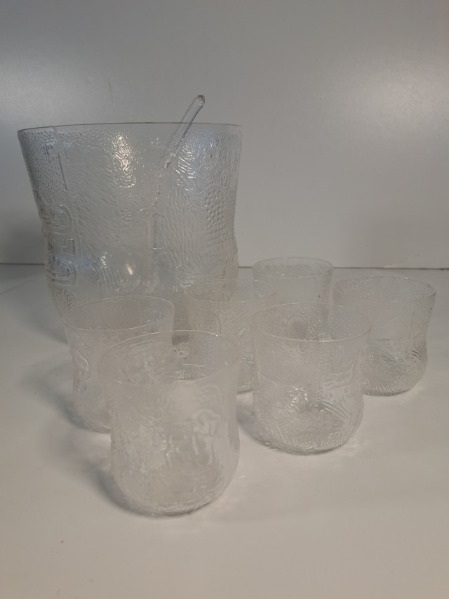 Nuutajärvi Fauna kulho, boolikauha ja lasit 6kpl