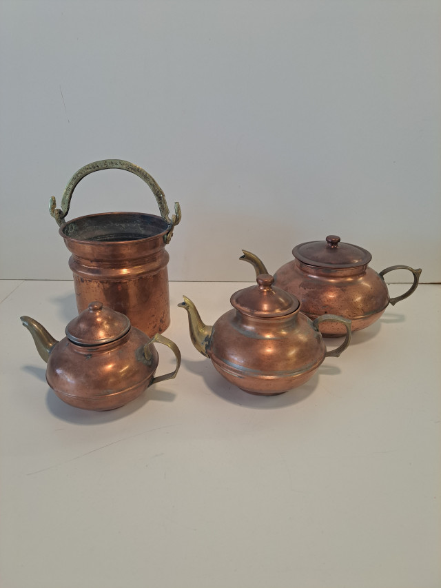 Kuparikannut 3kpl+pieni ämpäri