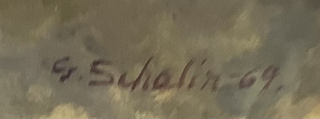 Greta Schalin 1969 kukkamaalaus, öljyväri kankaalle