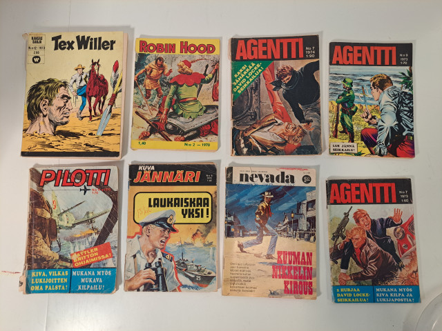 Vanhat sarjakuvalehdet 8kpl, Agentti+pilotti ym.