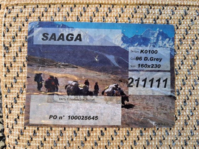 Harmaa-musta matto 160x230