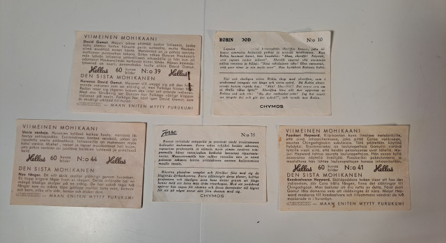 Vanhat keräilykortit 5kpl