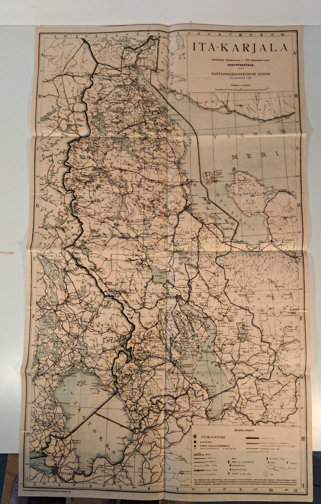 Itä-Karjalan kartta vuodelta 1942