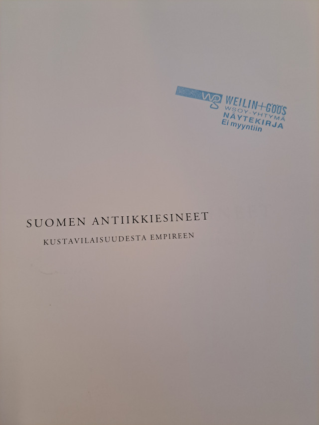 Suomen antiikkiesineet, näytekirja leimalla