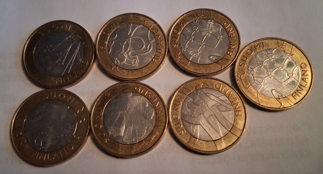 5 Euron Maakuntakolikoita 7kpl