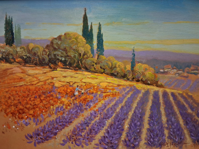 Fritz Jakobsson Öljyvärimaalaus levylle signeerattu