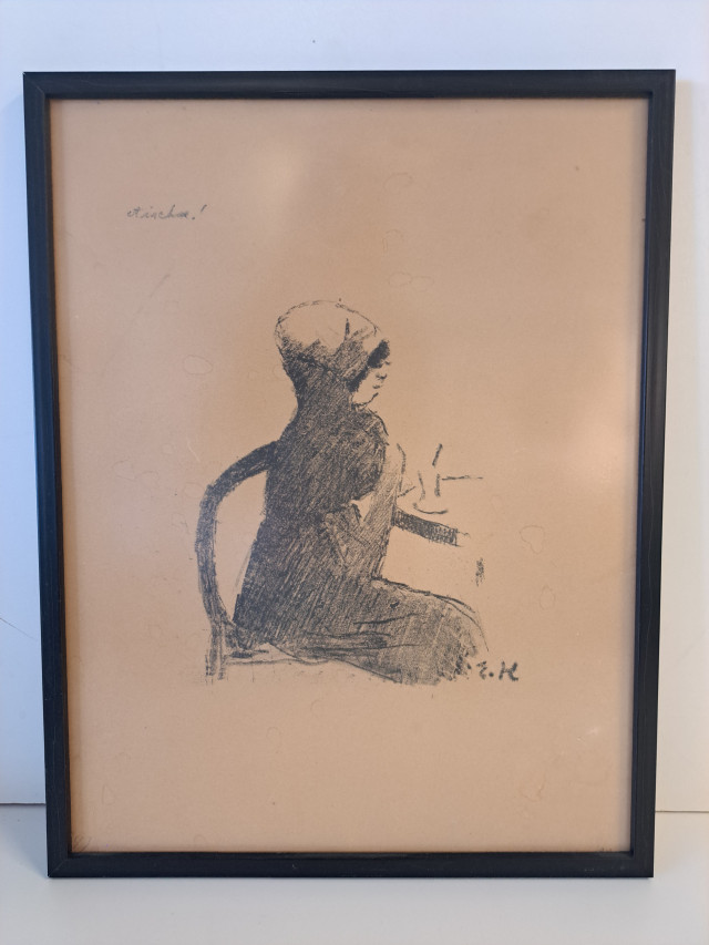 Ester Heleniuksen litografia 1920 luvulta signeerauksella