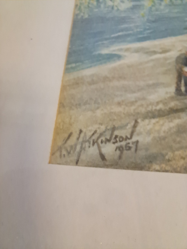 Maisemateos signeerattu T.W Atkinson 1957