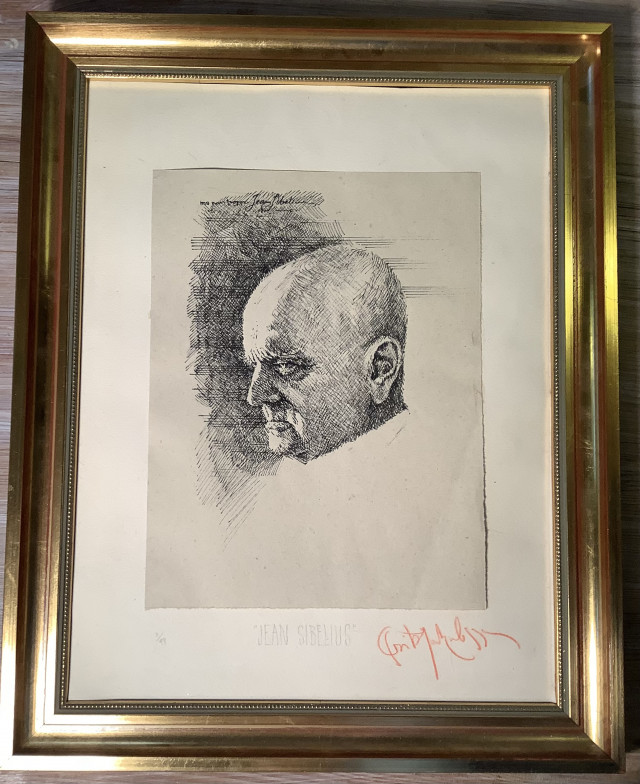 Fritz Jakobssonin signeeraama litografia 1/99 ”Jean Sibelius”
