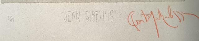 Fritz Jakobssonin signeeraama litografia 1/99 ”Jean Sibelius”