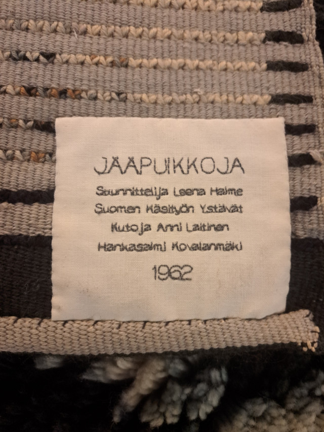 Ryijy "Jääpuikkoja" suun.Leena Halme kut.Anni Laitinen 1962