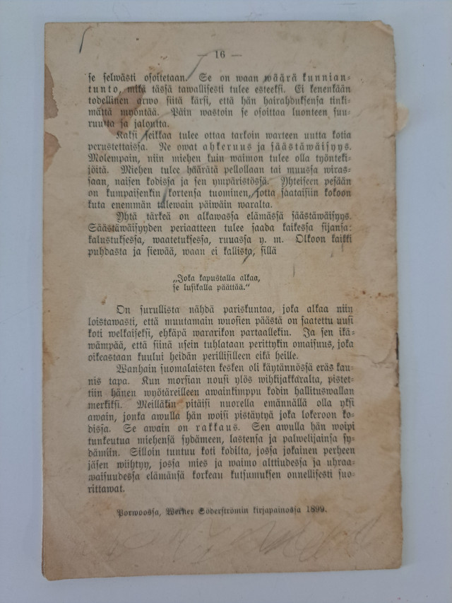 Kyläläisten kirjasia, vuodelta 1899