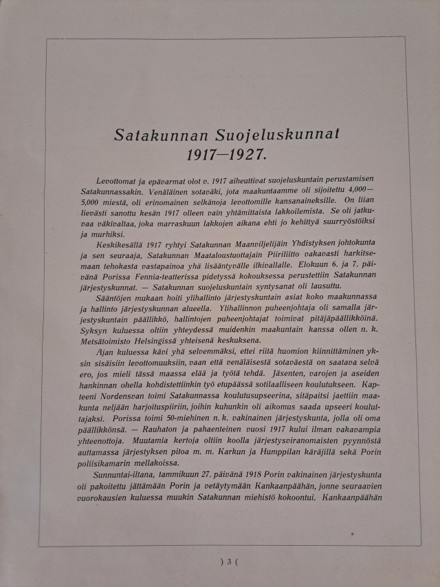 Satakunnan suojeluskunnat 1917-1927
