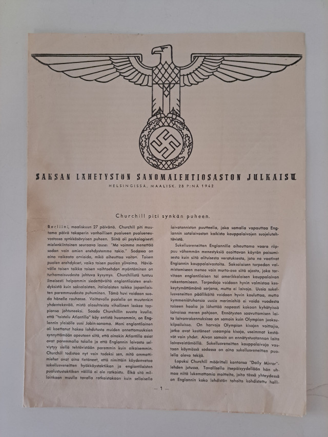 Saksan lähetystön sanomalehtiosaston julkaisu 1942