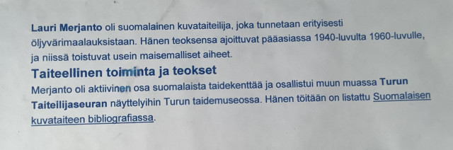 Lauri Merjanto 1958. Öljyvärimaalaus levylle