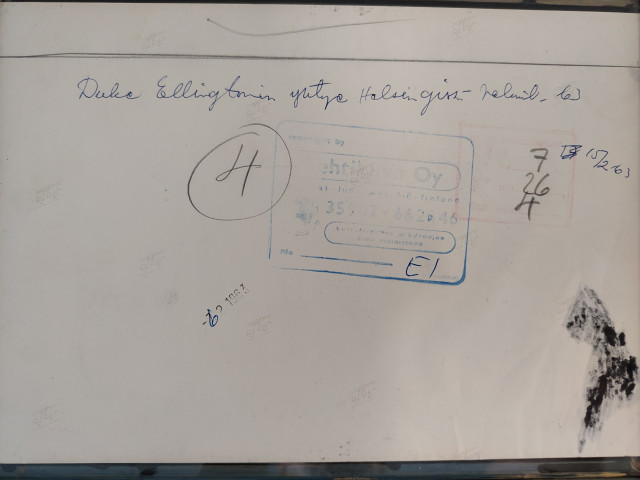 Alkuperäinen valokuva Duke Ellingtonin keikalta Helsingin Kulttuuritalolla 1963