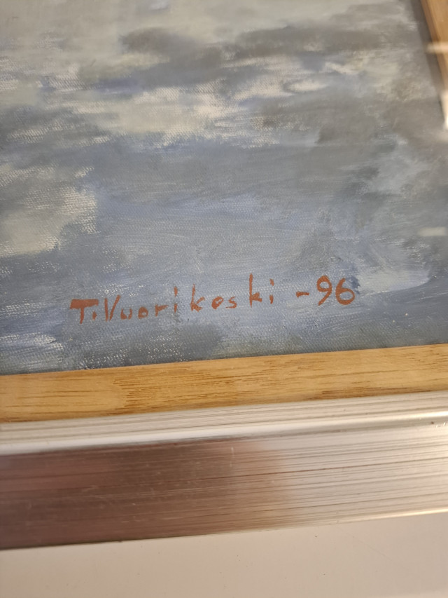 Timo Vuorikosken öljyvärimaalaus "Tammerkoski" vuodelta 1998