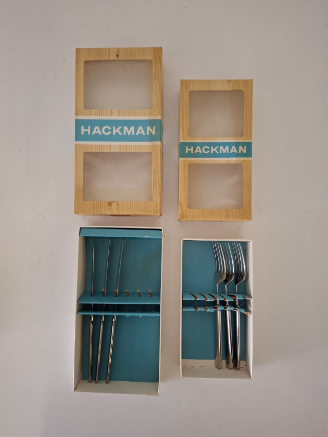 Vintage Hackman aterimet 3kpl veitsiä& 3kpl veitsiä