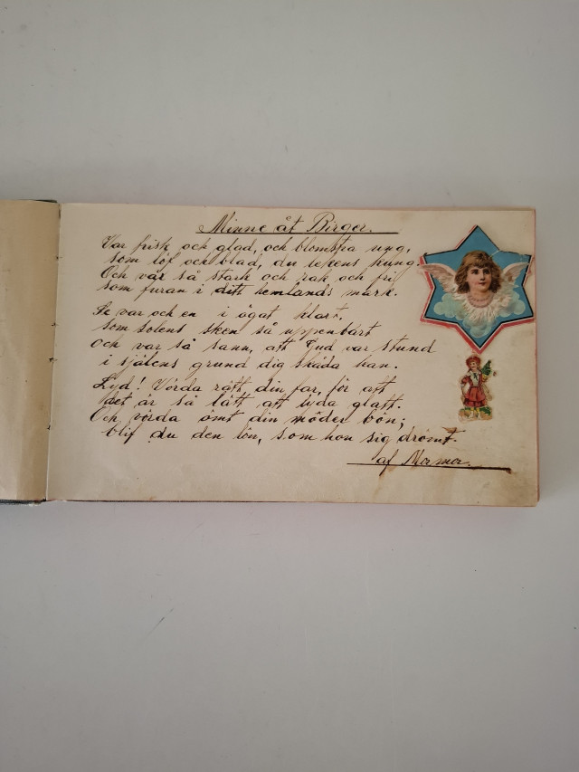 Vieras/ystäväkirja 1900-luvun alkupuolelta, ruotsinkielinen