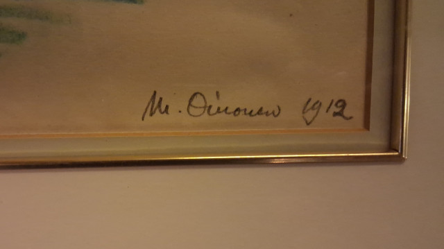 Mikko Oinonen signeerattu ja päivätty 1912,pastellimaalaus